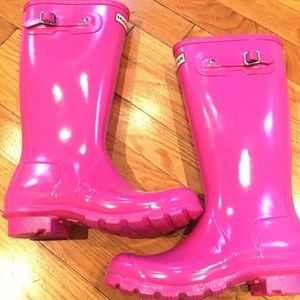 Hot Pink glossy tall Hunter boots